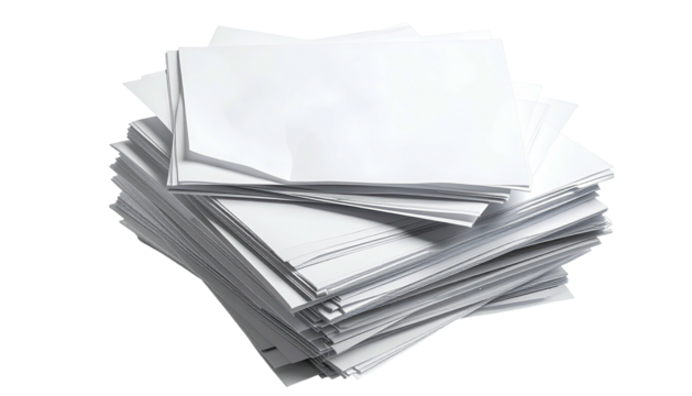 Stack of clean white papers, slightly offset