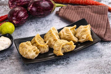 Steamed Nepali Momo stuffed dumplings