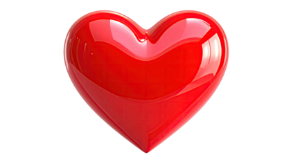 Red heart, glossy sheen, against a stark black backdrop