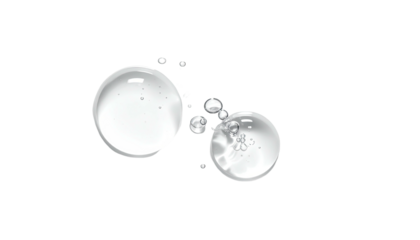 Clear liquid drops cluster on black