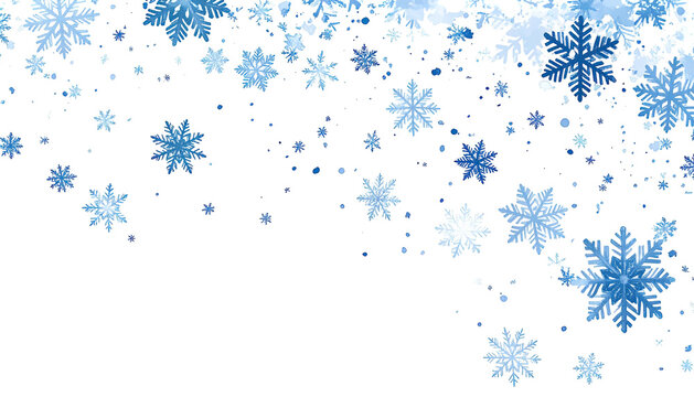 Snowflake flurry; blue, white and light particles on black - Powered by Adobe