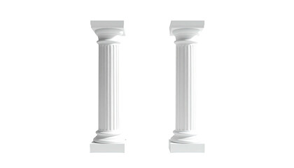 Pair of white fluted columns stands against black backdrop