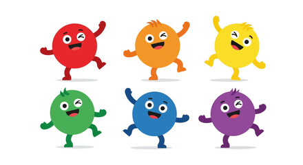 Fototapeta premium Playful Animated Spheres: Expressive Colorful Characters Dancing and Winking for Joy