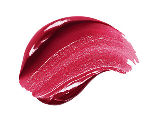 Bright burgundy wide cosmetic swatch. Close-up of thick texture with full coverage effect. Isolated element with clear even edge on transparent background