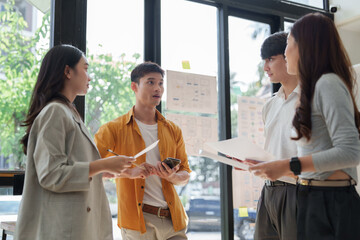 Young creative team collaborating on project ideas