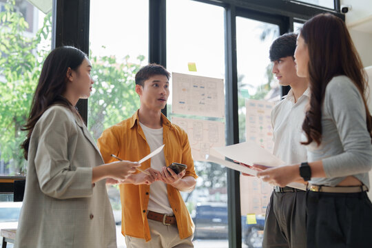 Young creative team collaborating on project ideas