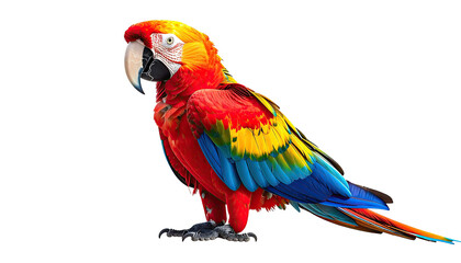 Colorful macaw bird with red, yellow, and blue feathers