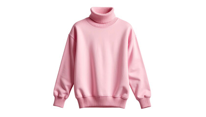 Soft, pink turtleneck sweater isolated on a dark background