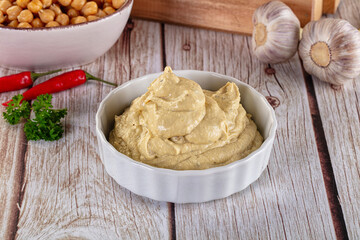 Natural organic homemade chickpea hummus