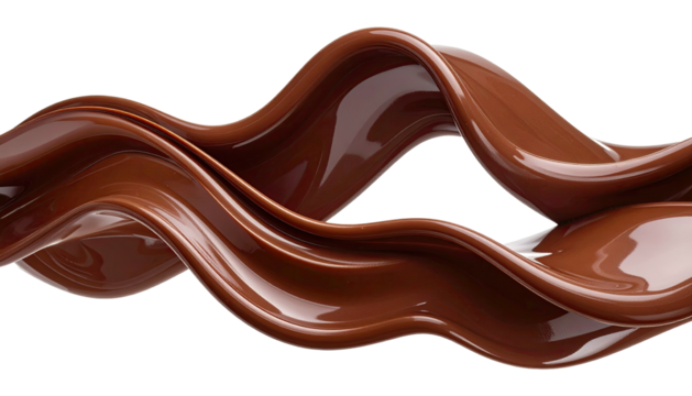Swirling dark brown chocolate ribbon on black