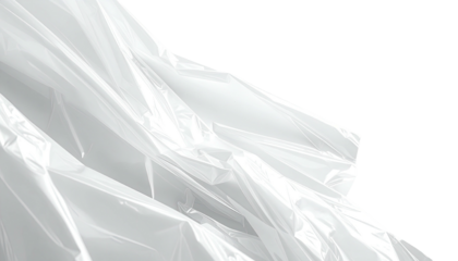 Wrinkled, translucent plastic sheet on black backdrop