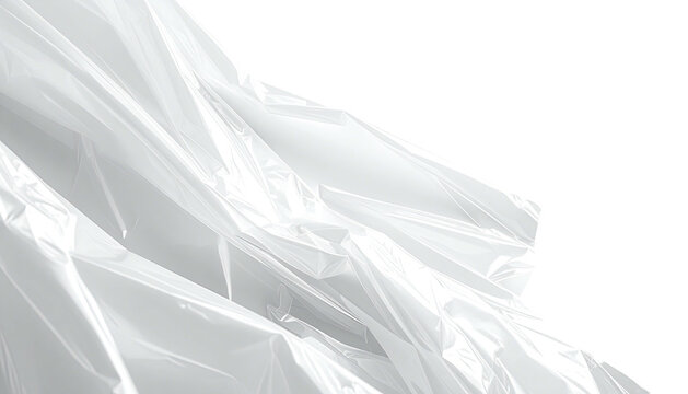 Wrinkled, translucent plastic sheet on black backdrop