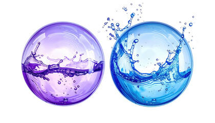 Two spheres encasing liquid splashes