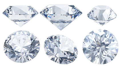 Six diamonds showcase facets and brilliance