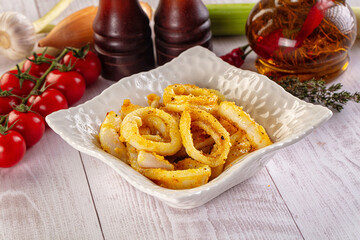 Roasted squid rings snack appetizer