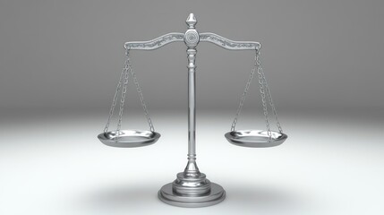 Silver Balance Scales on a Gray Background