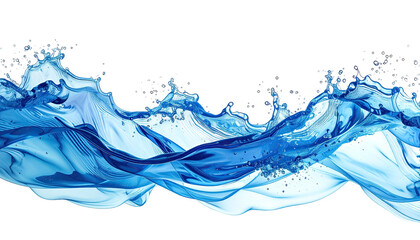 Vibrant blue water splashes against a stark black backdrop