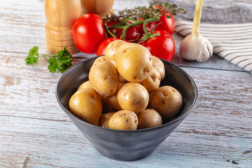 Uncooked raw yellow baby potato