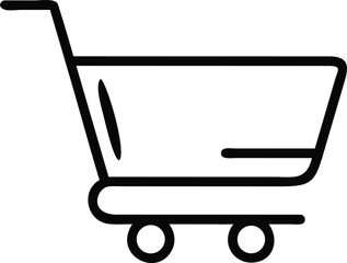 Black outline icon of a shopping cart 