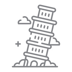 Landmark Pisa Tower Icon Design. Illustration Vector Design