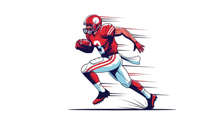 Dynamic Football Player Running with Ball Vector Illustration american football