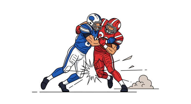 American Football Players Tackling Illustration for Sports and Competition american football