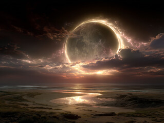 Epic wallpaper of fullmoon in the sky , gold and black color tone look amazing.