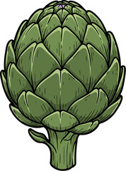 Fototapeta premium Detailed Lineart Style Artichoke Vegetable Fresh Ingredient Kitchen Culinary