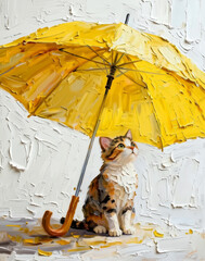 Under My Little Shelter - Cat Oil Painting Print