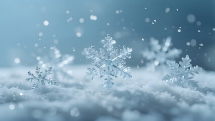 Snowflakes on snow background
