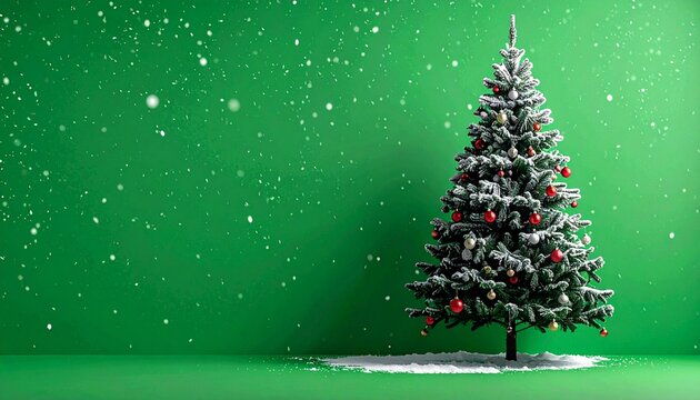 christmas tree and snowflakes on green screen background - Powered by Adobe