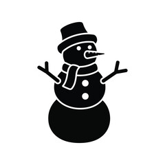 Simple black snowman icon vector illustration. winter holiday christmas symbol design isolated on white background, Vector