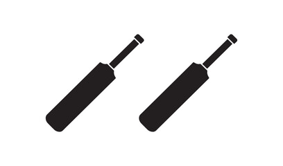 Two black silhouettes of cricket bats on a white background