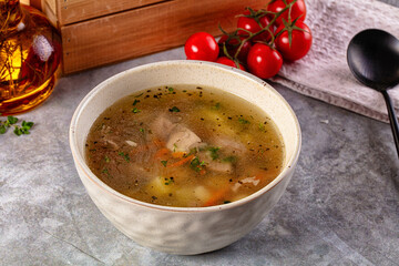 Chicken homemade soup with potato