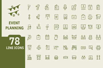 Event Planning and Management Line Icons Set � Celebration Vector Pack