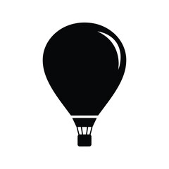 Obraz premium Hot air balloon icon silhouette minimal travel adventure flight symbol graphic isolated on white background, Vector