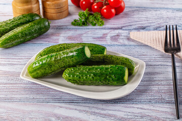 Homemade lightly salted cucumbers snack