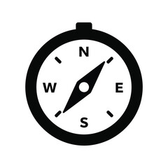 Minimalist compass icon for navigation direction orientation travel exploration isolated on white background, Vector