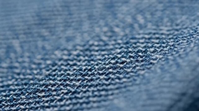 Textile Texture Macro Close-up of Woven Fabric Pattern in Blue and White