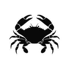 Bold crab silhouette vector icon: marine seafood design element for ocean life graphics isolated on white background, Vector