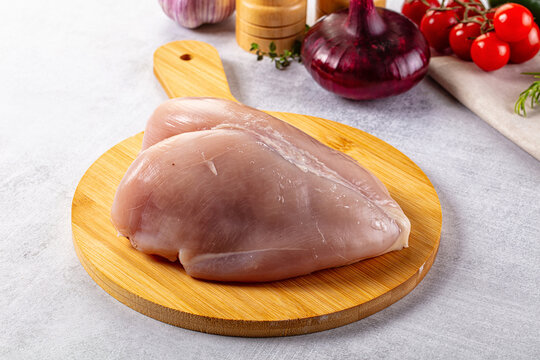 Raw chicken breast without skin