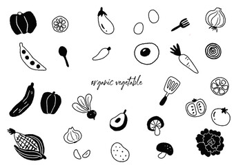 シンプルな野菜の線画イラスト