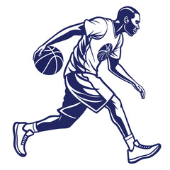 Fototapeta premium Basketball Player Dribbling Ball Vector Illustration in Action Pose