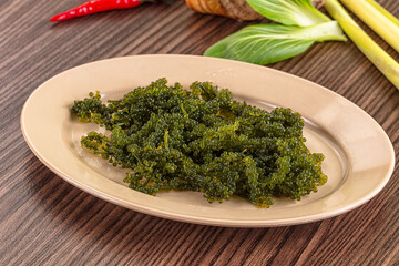 Vegan sea grapes green seaweed