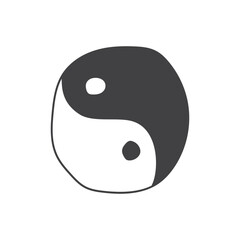 Hand Drawn Yin and Yang Symbol Illustration. Vector Illustration