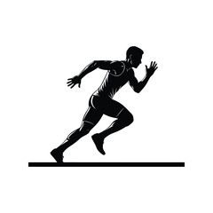 Dynamic runner silhouette vector   sprinting athlete for sport, fitness & race design isolated on white background, Vector
