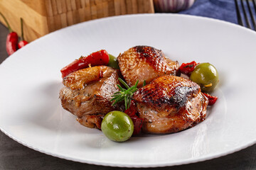 Roasted duck medallion with dry tomato