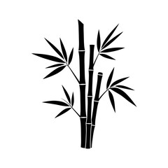 Obraz premium Black and White Bamboo Leaves Silhouette Illustration for Natural Design Element