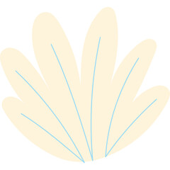 Pale Yellow Abstract Leaf Shape with Light Blue Veins on Transparent Background