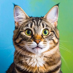 Fototapeta premium Maine Coon and British Shorthair cats, adorable young pets with beautiful white fur and eyes, looking